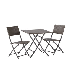 Zena Origami Wicker-Steel Bristro Set - Table + 2 Chairs Dark Brown
