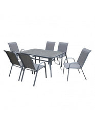 Alma Bistro Dining Set With 6 Chairs - Dark Grey