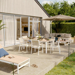 Naterial Clara Dining Set With 8 Armchairs - Table 2x1m Aluminum Synthetic Wood - White