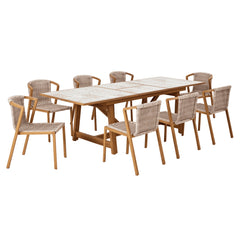 Naterial Gaia Dining Set - Extendable Table 191/257x96cm With 8 Chairs - Wood Effect