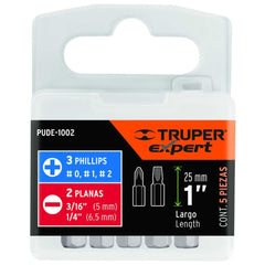 Truper Expert Insert Bit Combination Set Of 5 Pieces, 2.5Cm.