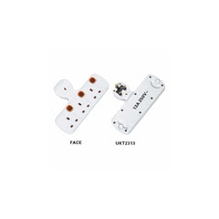 Power-On Single to 3 Way Socket Adaptor with Switch and Neon