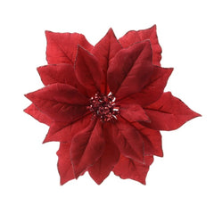Everlands Clip-On Fabric Poinsettia with Glitter 24cm - Red