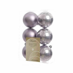 Decoris Shatterproof Baubles Box of 6 Pieces 8cm - Lilac Mist