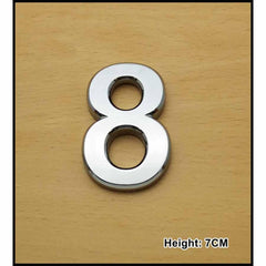 CHROME NUMBER CURVED 7CM NO.8