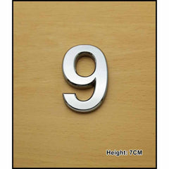 CHROME NUMBER CURVED 7CM NO.9