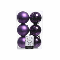 Decoris Shatterproof Baubles Box of 6 Pieces 8cm - Petunia Purple