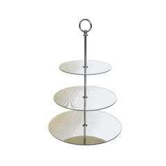 Decoris 3 Tier Glass Cake Stand with Glitter 45cm - Gold