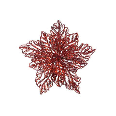 Everlands Clip-On Plastic Poinsettia with Glitter 23.5cm - Red