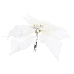 Everlands Clip-On Silk Poinsettia 24cm - White