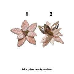 Everlands Clip-On Velvet Poinsettia with Decorative Trim 29cm - 2 Assorted Shades of Pink