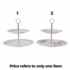 Decoris 2 Tier Porcelain Cake Stand - 2 Assorted