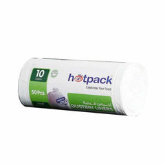 Hotpack Dustbin Liners Roll of 50 Bags 45 x 50cm - White