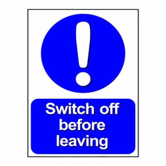 STICKER: SWITCH OFF BEFORE ….
