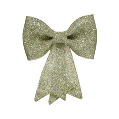 Decoris Hanging Plastic Bow with Glitter 14cm - Gold