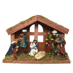 Decoris MDF Nativity Scene with 6 Figures 14 x 20 x 10cm
