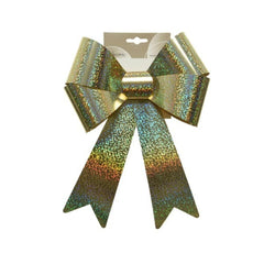 PLASTIC BOW W LASER EFFECT OUT LIGHT GOLD