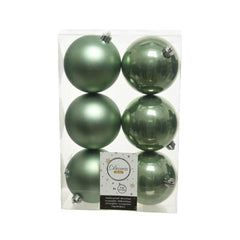 Decoris Shatterproof Baubles Box of 6 Pieces 8cm - Sage Green