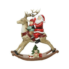 Decoris Polyresin Santa on Rocking Horse 22cm