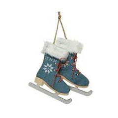 Decoris Plywood Skates with Faux Fur 9cm - Blue