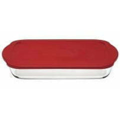 Pasabahce Casserole Dish with Red Plastic Lid 40 x 25cm 3.85L