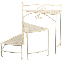 Vigor Mika Wrought Iron Flower Stand with 3 Tiers - White