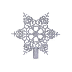 Decoris Plastic Hollow Snowflake Star Tree Topper 19cm - Silver