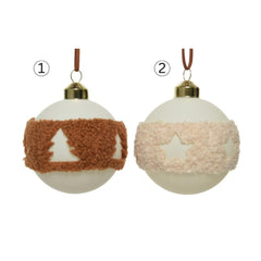 Decoris Glass Bauble 8cm - Teddy Border