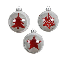 Decoris Glass Bauble with Felt Decoration 8cm - 3 Assorted Designs