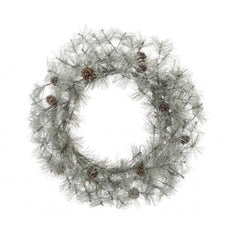 Everlands Frosted Wreath with Pinecones 50cm - Green and White