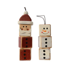Decoris Hanging Wooden Square Figure 14cm - 2 Assorted