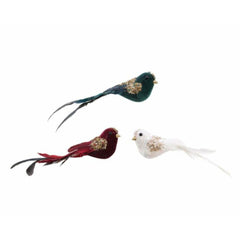 Decoris Clip-On Foam Bird with Glitter and Feathers 24cm - 3 Assorted Colours