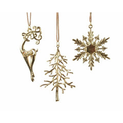 Decoris Hanging Alloy Figure 9cm - Gold 3 Assorted