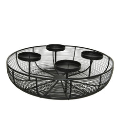 Decoris Iron Round Candleholder with 4 Inserts 35cm - Black