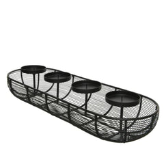 Decoris Iron Long Candleholder with 4 Inserts 50cm - Black