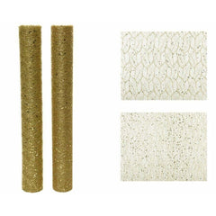 Decoris Polyester Fabric with Glitter Structure 35 x 200cm - Light Gold 2 Assorted