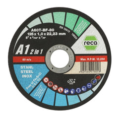 Reca A1 2in1 Straight Cutting Disc for Steel and Stainless Steel 11.5 x 0.01 x 2.22cm