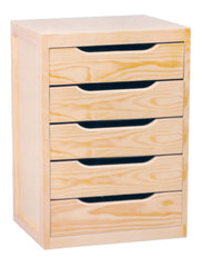Blocco 5 cassetti Pino Massiccio grezzo 46x39x30cm