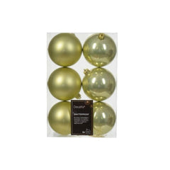 Decoris Shatterproof Baubles Box of 6 Pieces 8cm - Pistachio