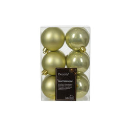 Decoris Shatterproof Baubles Box of 12 Pieces 6cm - Pistachio