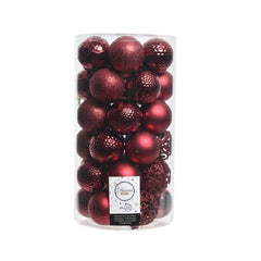 Decoris Shatterproof Baubles Tube of 37 Pieces 6cm - Oxblood,
