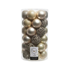 Decoris Shatterproof Baubles Tube of 37 Pieces 6cm - Pearl
