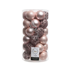 Decoris Shatterproof Baubles Tube of 37 Pieces 6cm - Blush Pink
