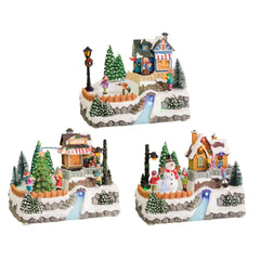Lumineo BO Village Winter Scenery 15 x 21 x 16cm - 3 Assorted