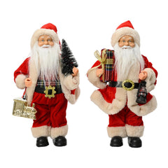 Decoris Polyester Santa Figure with Lantern and Giftbag - 2 Assorted