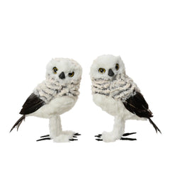 Decoris Foam Standing Owl with Fur 21cm - 2 Assorted