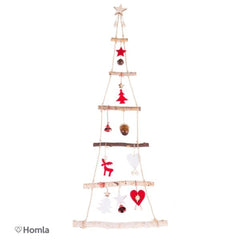 Decoris Wooden Ladder Tree for Wall with Decorations 100cm