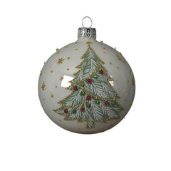 Decoris Glass Bauble Decorated Tree 8cm - Red or White