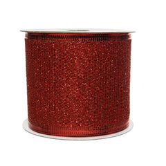Decoris Polyester Ribbon with Glitter 6 x 270cm - Christmas Red