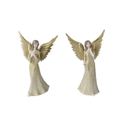 Decoris Polyresin Angel with Metal Wing 30cm - 2 Assorted